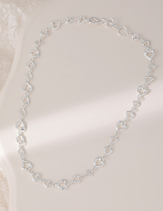 Heart Chain Necklace - Silver