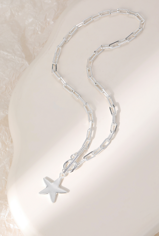 Star Pendant Chain Necklace - Silver