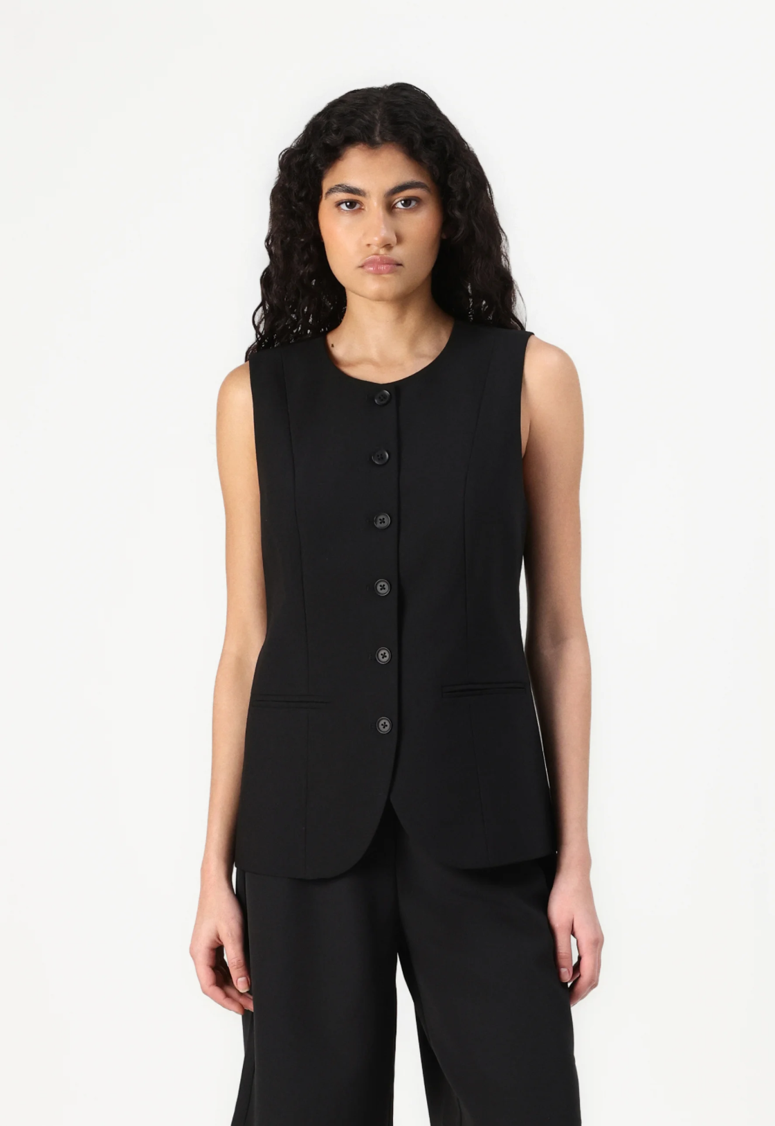 MALENA LIFE S/L LONG WAISTCOAT TLR - Black