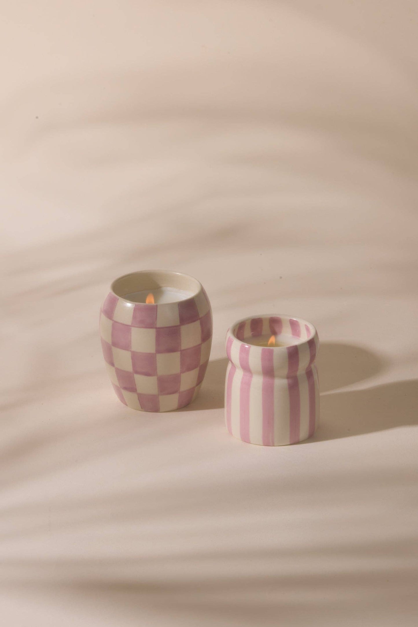 Cabana 6.5oz/184g Lavender Striped Ceramic Candle - Grecian Sand Boxed