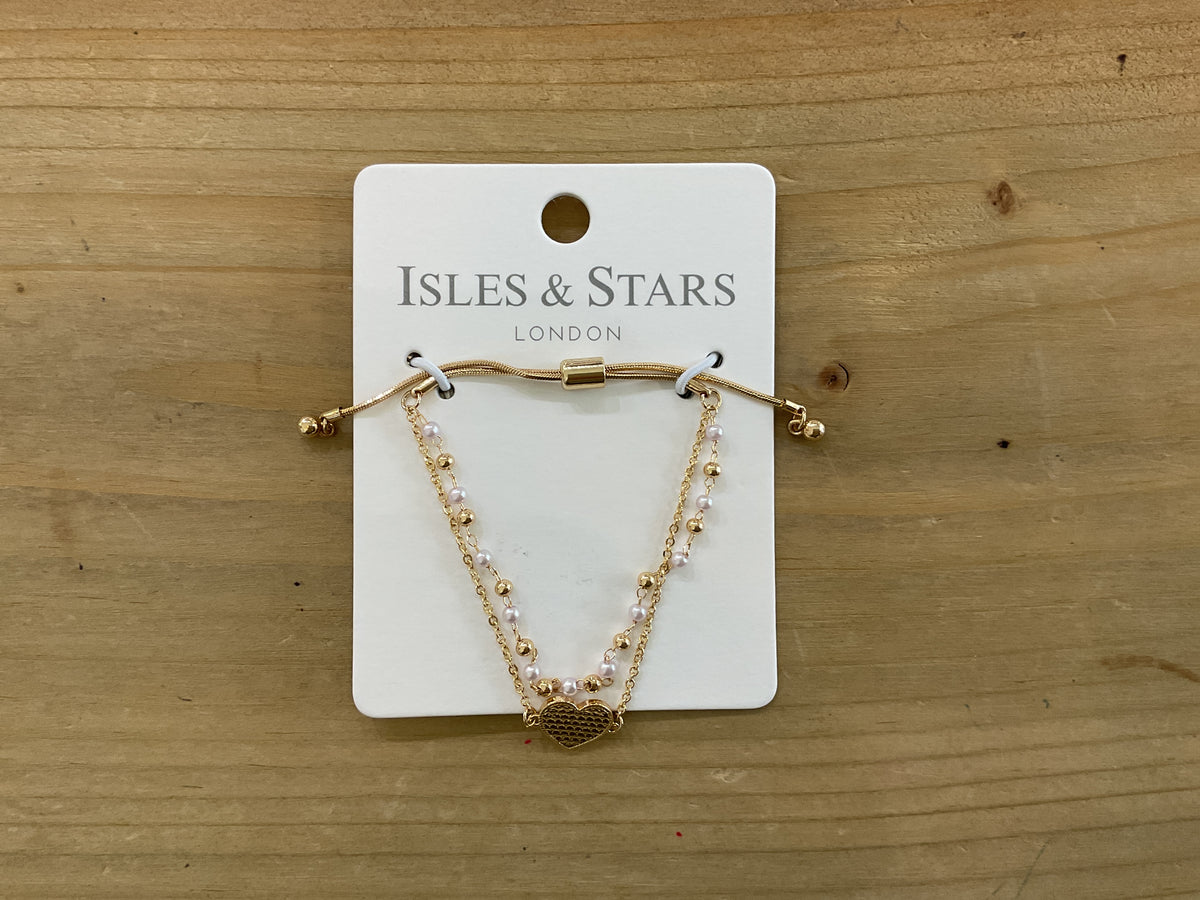 Isles and Stars- pearl and heart slider bracelet