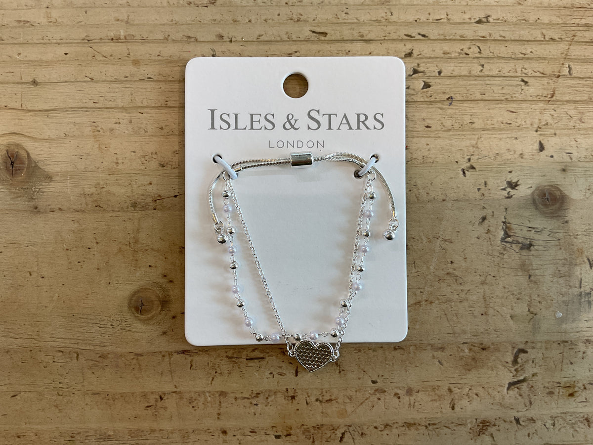 Isles and Stars- pearl and heart slider bracelet