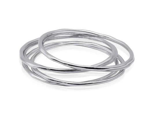 Bahia Textured Set of Bangle Bracelets: Silver