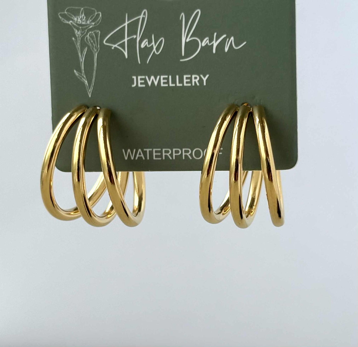 Tarnish Resistant Trio Hoop Studs: Silver